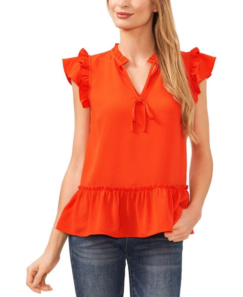 Women's Ruffle-Sleeve Peplum Top