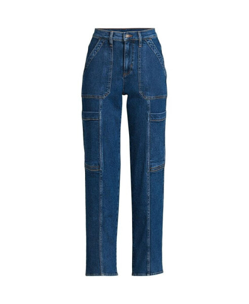 Women's Denim High Rise Utility Cargo Ankle Jeans