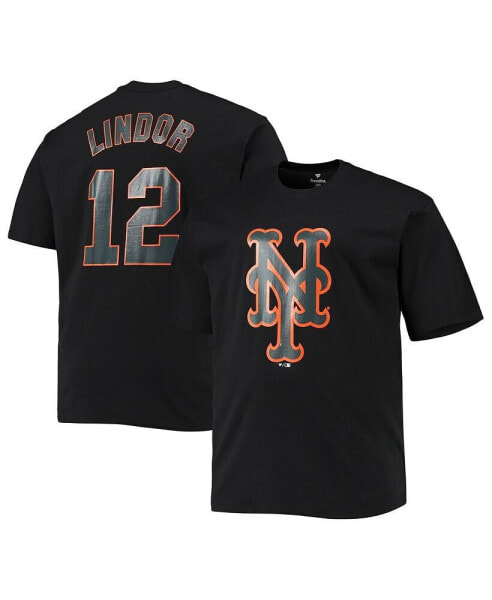 Men's Francisco Lindor Black New York Mets Big and Tall Logo T-shirt