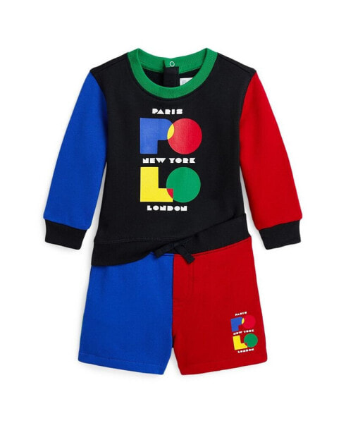 Baby Boys Logo Fleece Sweatshirt and Shorts Set