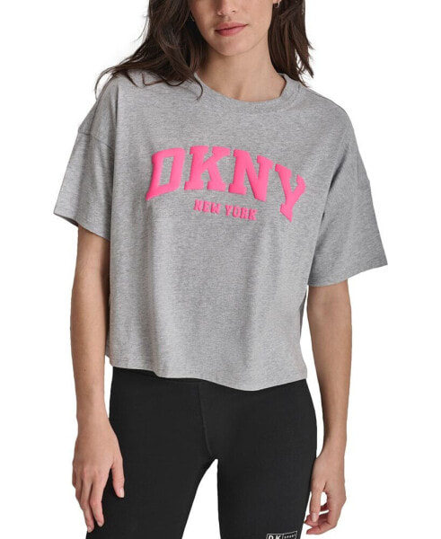 Women's Cotton Puffed Logo Cropped T-Shirt