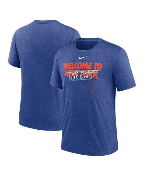 Men's Heather Royal New York Mets Home Spin Tri-Blend T-shirt