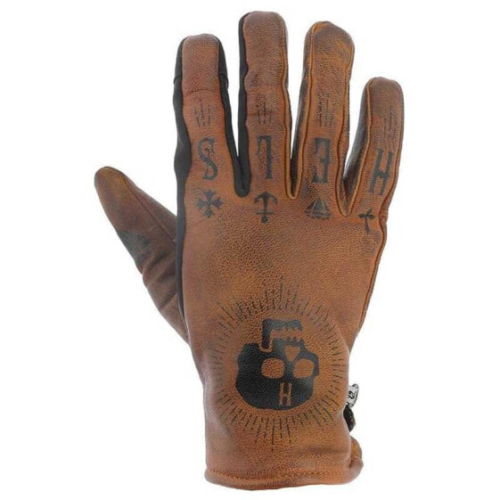 HELSTONS Kustom Skull leather gloves