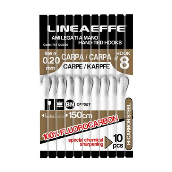 LINEAEFFE Nylon Carp Tied Hook 0.140 mm