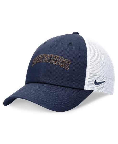 Men's Navy Milwaukee Brewers Evergreen Wordmark Trucker Adjustable Hat