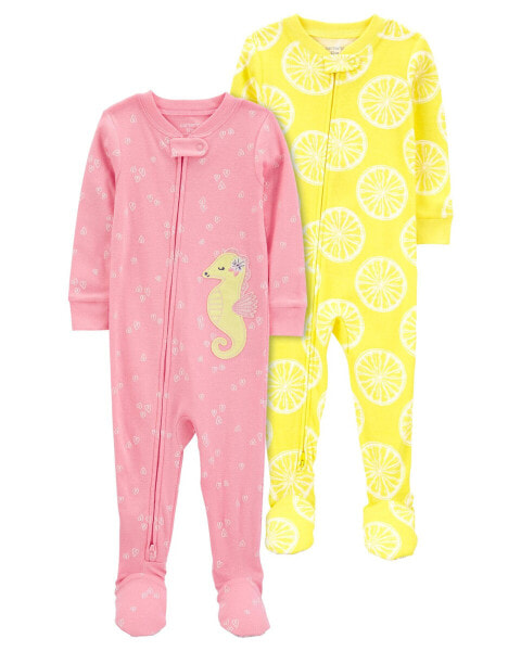 Toddler 2-Pack 100% Snug Fit Cotton 1-Piece Footie Pajamas 4T