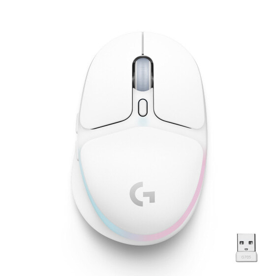 Logitech G G705 Wireless Gaming Mouse - Right-hand - Optical - RF Wireless + Bluetooth - 8200 DPI - White