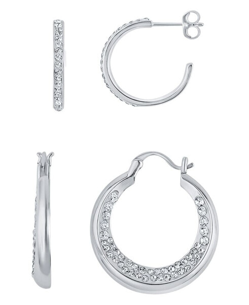 Duo Crystal Hoop Earrings, Set of 2