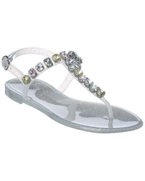 Stuart Weitzman Jaide Gem Jelly Flat Women's Silver 4