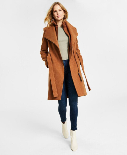 Womens Wool Blend Belted Wrap Coat, Created for Macys