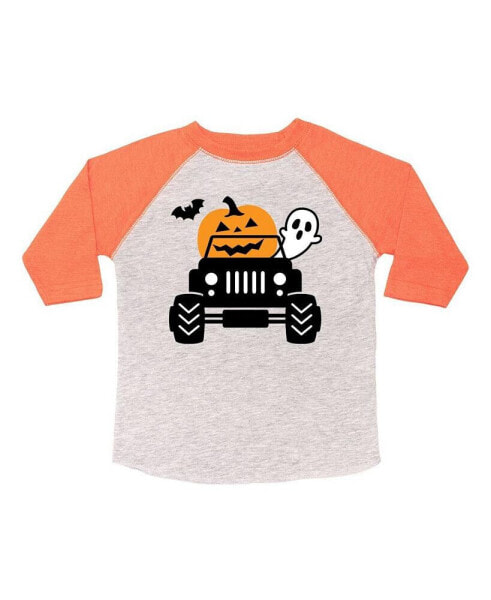 Toddler Boys Pumpkin Monster Truck Halloween 3/4 Shirt