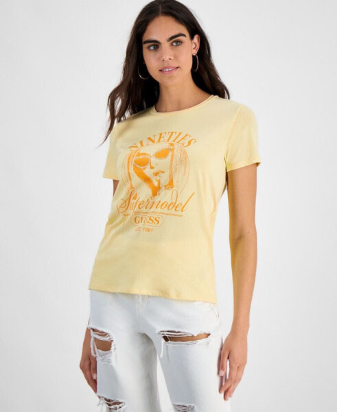 Women's Embellished Graphic Print Cotton T-Shirt