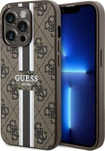 Guess Etui Guess GUHMP14XP4RPSW Apple iPhone 14 Pro Max brązowy/brown hardcase 4G Printed Stripes MagSafe