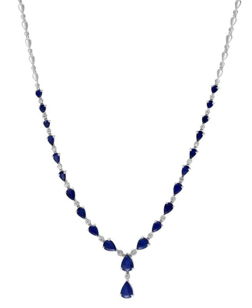 EFFY Collection eFFY® Sapphire (9-1/2 ct. t.w) & Diamond (3/8 ct. t.w.) 18" Lariat Necklace in 14k White Gold
