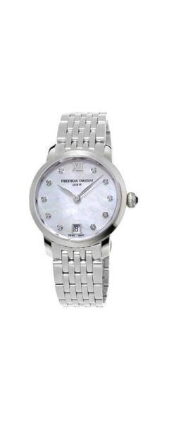 Women's Swiss Slimline Diamond (1/20 ct. t.w.) Stainless Steel Bracelet Watch 30mm