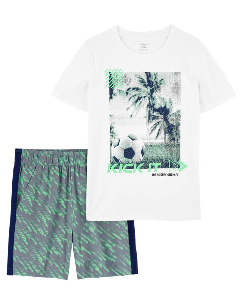 Kid 2-Piece Soccer Tee & Active Jersey Practice Short Set 6