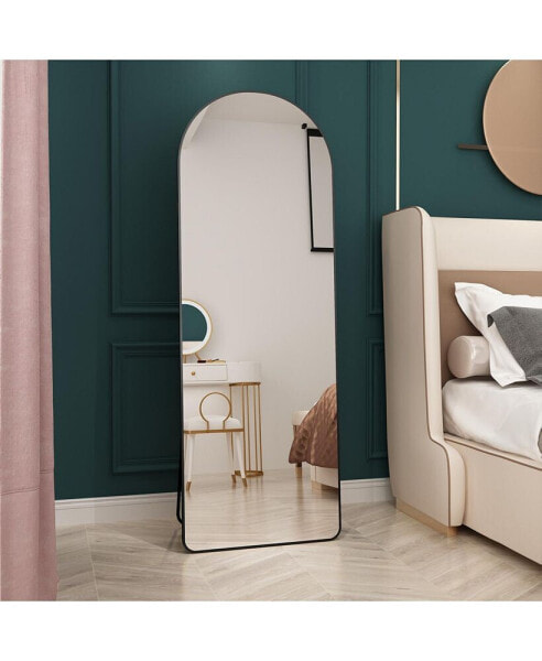 Arched Full-Length Mirror for Makeup, Decor, and Room Expansion