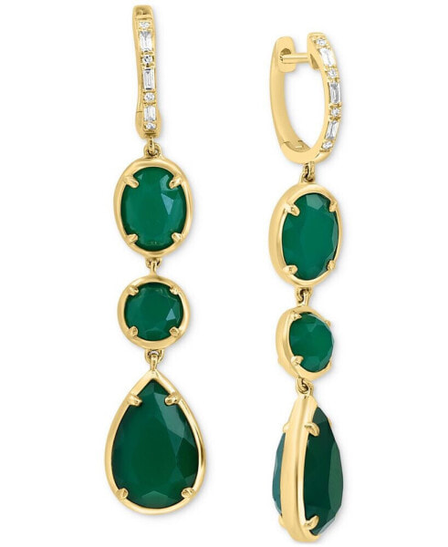 EFFY® Green Onyx & Diamond (1/10 ct. t.w.) Drop Earrings in 14k Gold