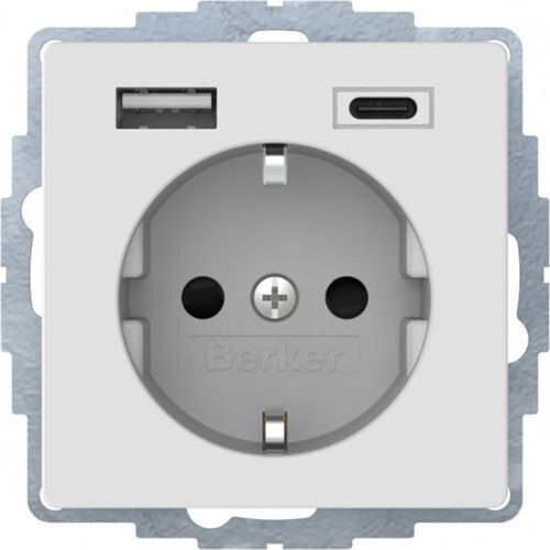 Berker Steckdose SCHUKO/USB A-C 48046089Q.1/Q.3 polarweiß samt