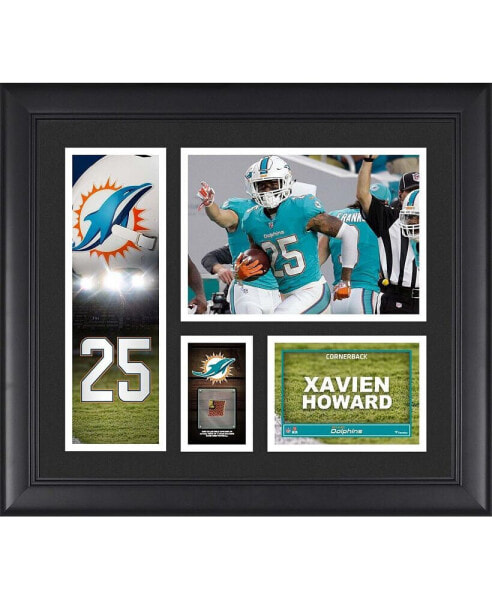 Xavien Howard Miami Dolphins Framed 15" x 17" Player Collage with a Piece of Game-Used Football