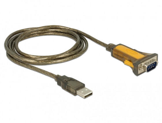 Delock 65840 - Black - Yellow - 1.5 m - USB Type-A - DB-9 - Male - Male