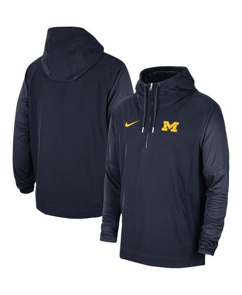 Men's Navy Michigan Wolverines 2023 Coach Half-Zip Hooded Jacket