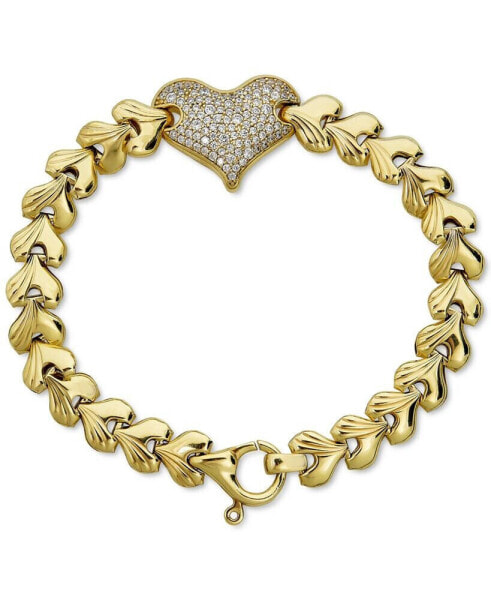 Diamond Heart Cluster Link Bracelet (3/4 ct. t.w.) in 14k Gold-Plated Sterling Silver