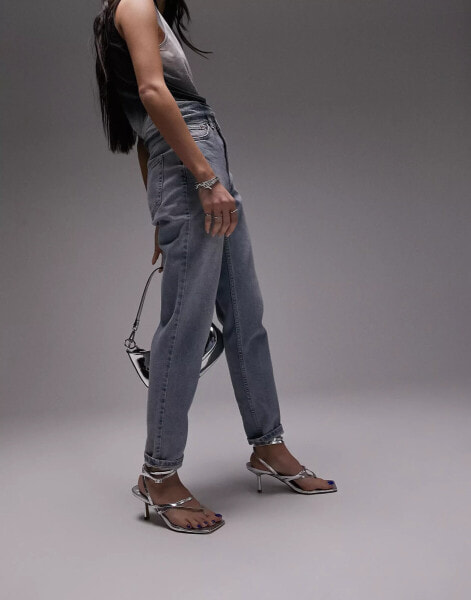 Topshop comfort stretch Mom jeans in bleach