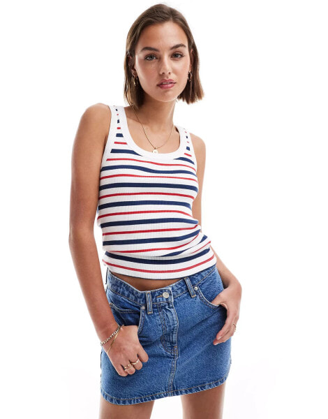 ASOS DESIGN ribbed vest in stripe