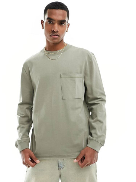 River Island long sleeve t-shirt in khaki