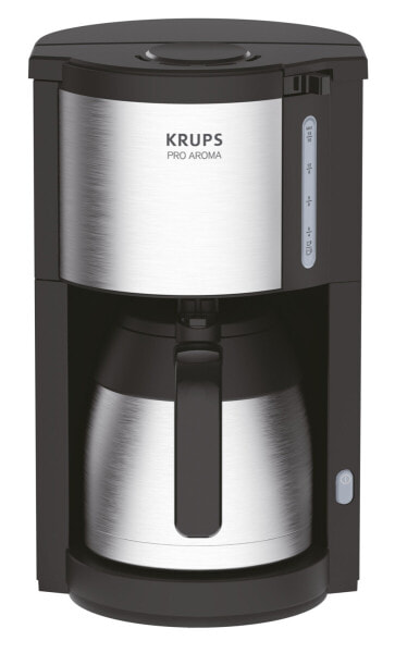 Krups Pro Aroma KM305D, 1.25 L, Ground coffee, Black, Silver