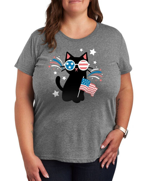 Trendy Plus Size USA Cat Graphic T-Shirt