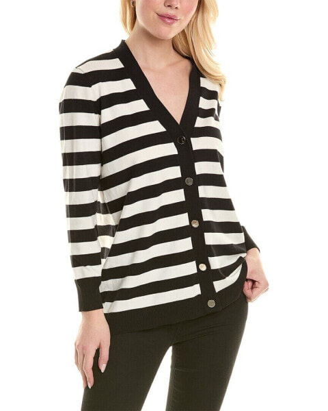 Jones New York Stripe Long Cardigan Women's