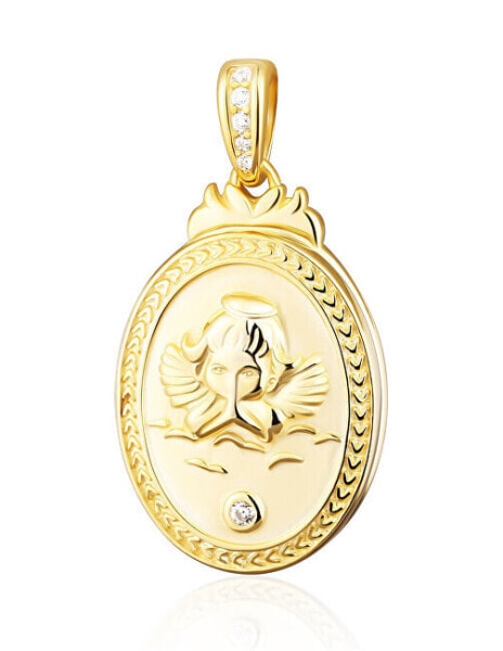 Gilded medallion Angel with zircons SVLP1104XF6GO00