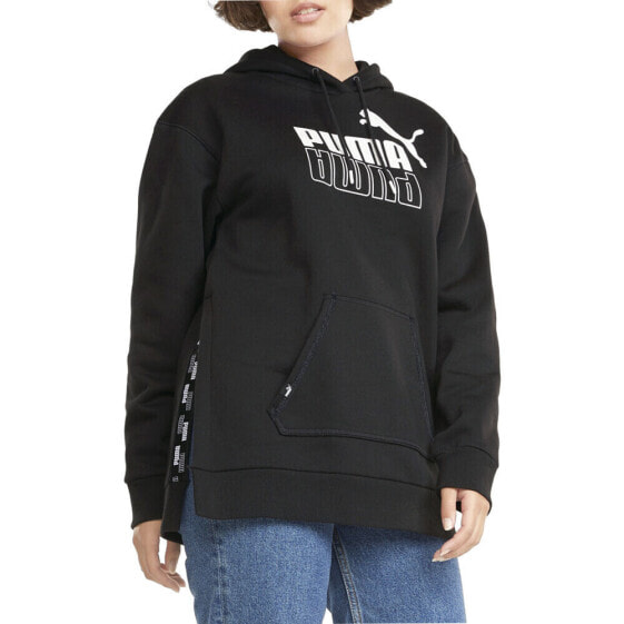 Puma Power Elongated Pullover Hoodie Womens Black Casual Outerwear 589540-01