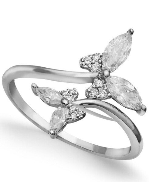 Cubic Zirconia Butterfly Bypass Ring in Sterling Silver, Created for Macy's