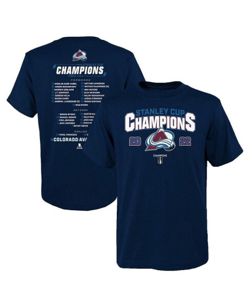 Youth Boys Navy Colorado Avalanche 2022 Stanley Cup Champions Roster T-shirt