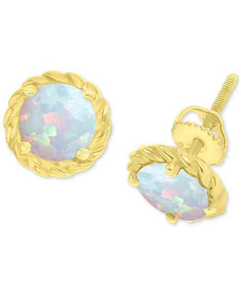 Lab-Grown Opal Rope Frame Screw Back Stud Earrings (1/5 ct. t.w.)