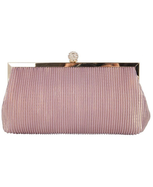 Women's Pleated Metallic Frame Clutch