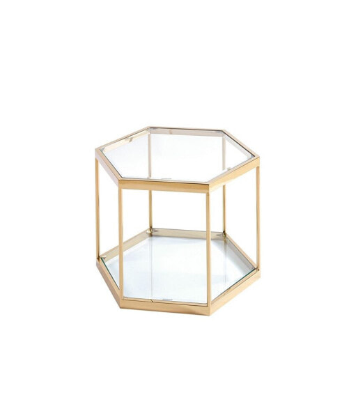 Modern Glass Coffee Table with Gold Frame