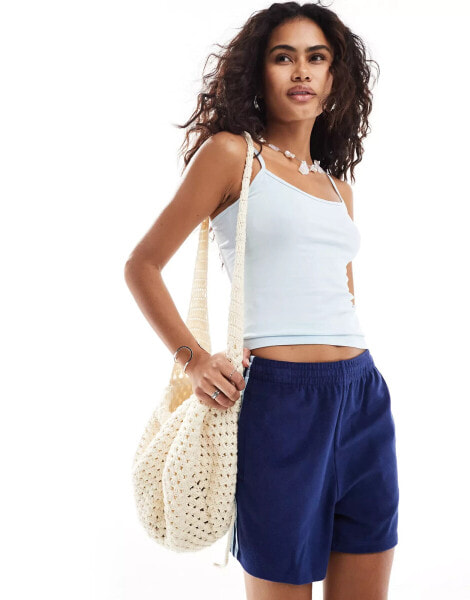 Monki strappy vest top in light blue