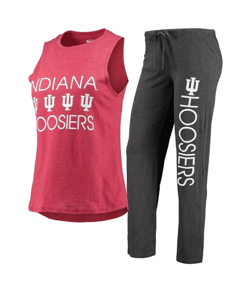 Women's Charcoal, Crimson Indiana Hoosiers Tank Top and Pants Sleep Set