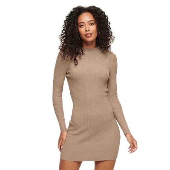 SUPERDRY Backless Bodycon Long Sleeve Short Dress