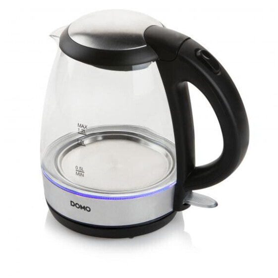 Электрический чайник Domo Elektro DO9218WK - 1.2 л - 2200 Вт - Черный - Серебристый - Стекло - Нержавеющая сталь - Индикатор уровня воды - Фильтр
