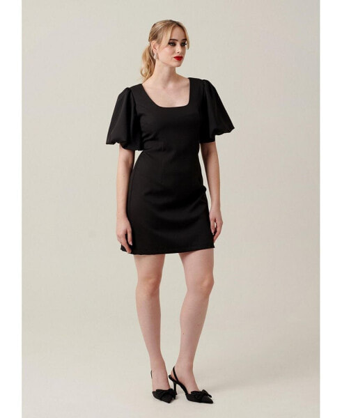 Women's Puff sleeve little black dress, fit & flare