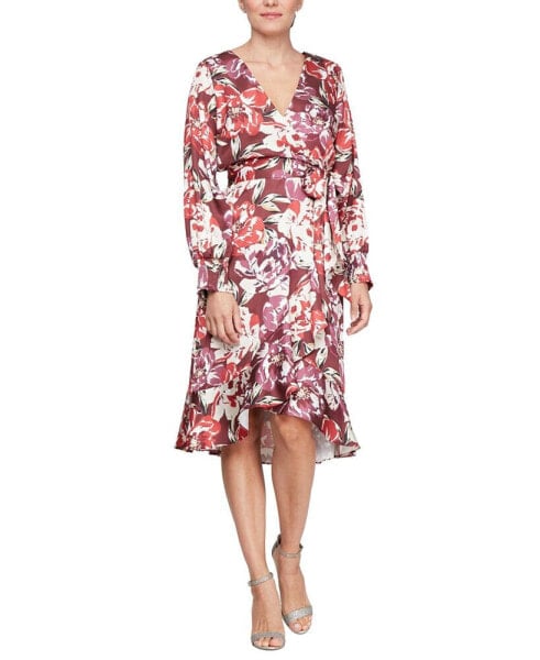 Women's Printed Midi Wrap Dress