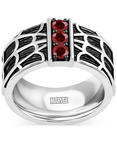 Men's Garnet Spiderman Web Ring (3/4 ct. t.w.) in Sterling Silver