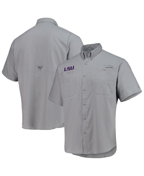 Men's Gray LSU Tigers Tamiami Omni-Shade Button-Down Shirt