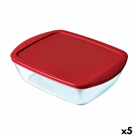 Ланч-бокс Прямоугольный с крышкой Pyrex Cook & Store Прямоугольный 2,5 L Красный Стекло 5 штук