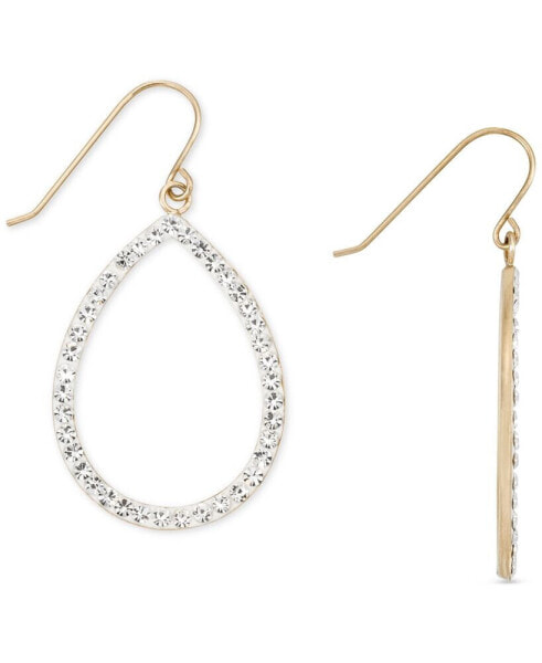 Crystal Pavé Open Teardrop Drop Earrings in 10k Gold